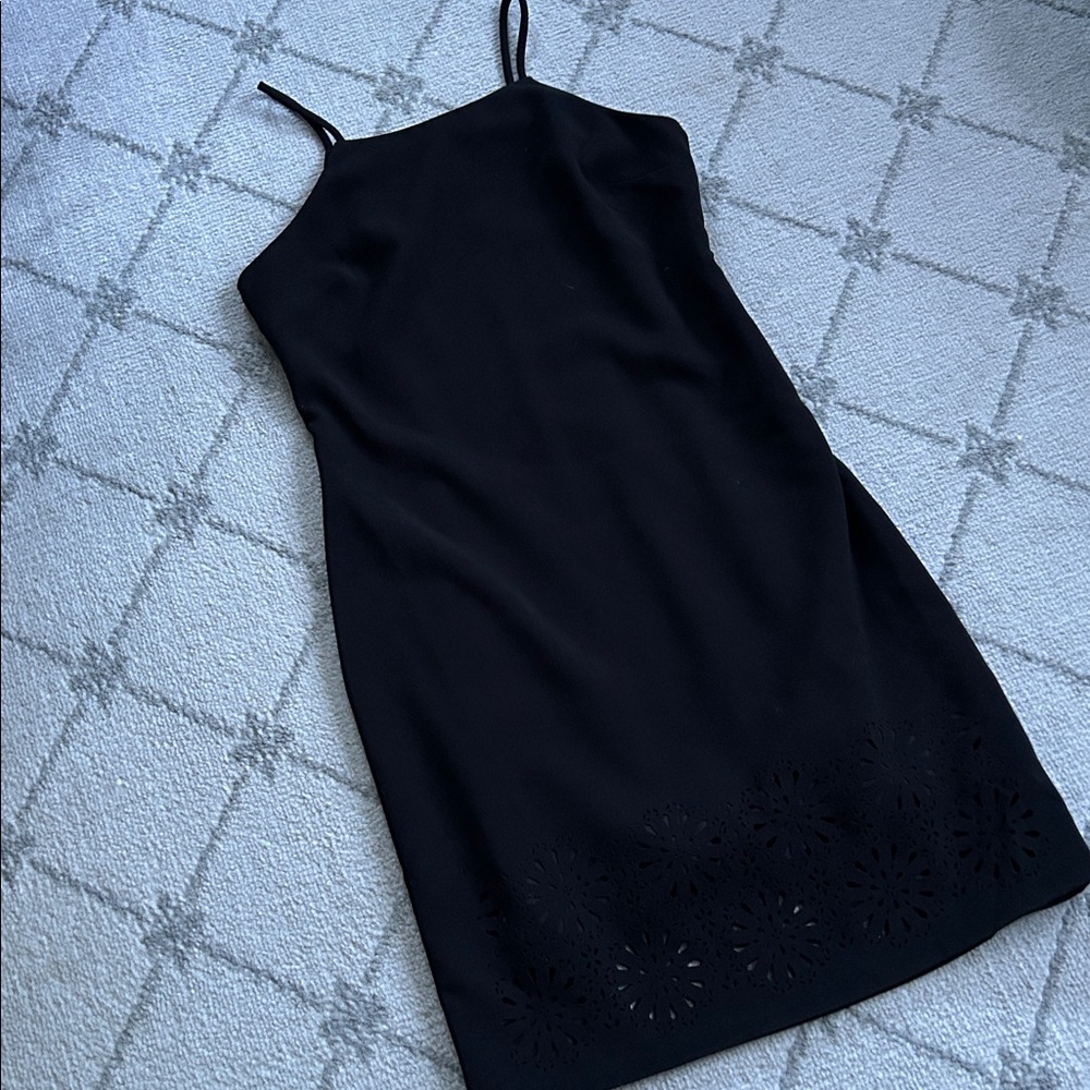 Banana Republic Black Laser Cut Floral Mini Dress - Picture 2 of 10